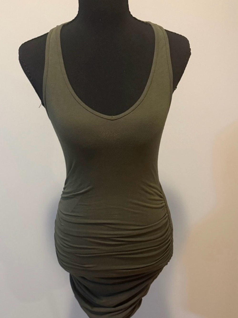Express Olive Green Ruched Mini Dress
